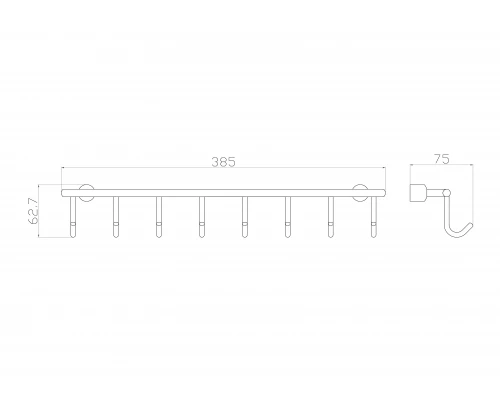 Вешалка с 8 крючками для ванной WONZON & WOGHAND, Хром (WW-9382-8)