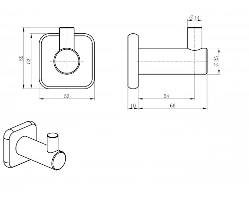 Крючок для ванной WONZON & WOGHAND, Брашированное золото (WW-V1301-BG)