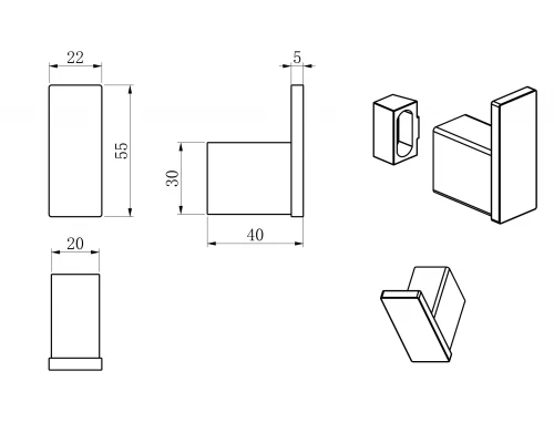 Крючок для ванной WONZON & WOGHAND, Черный матовый (WW-V2301-MB)