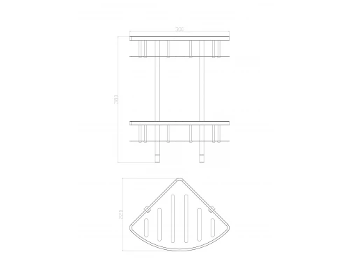 Полка для ванной 2-х ярусная угловая WONZON & WOGHAND, Хром (WW-4142)