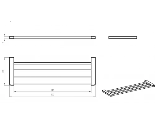 Полка для полотенец WONZON & WOGHAND, Черный матовый (WW-V3901-MB)