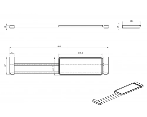 Раздвижная полка WONZON & WOGHAND, Хром (WW-V3701-CR)