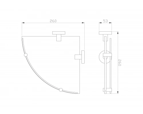 Стеклянная полка для ванной угловая WONZON & WOGHAND EASY, Хром (WW-8117)
