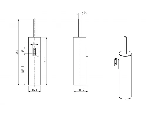 Туалетный ершик в комплекте WONZON & WOGHAND, Темный графит (WW-V4601-GM)
