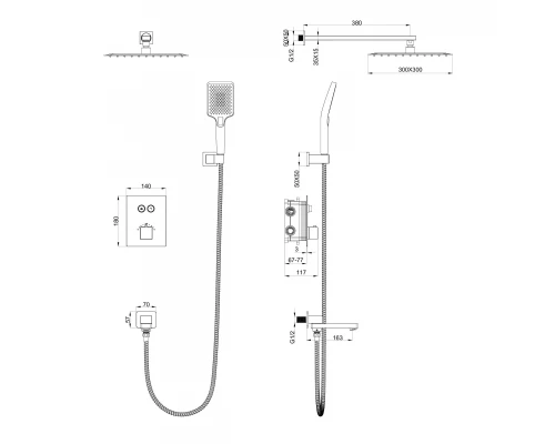 Душевая система WONZON & WOGHAND DIAMOND, Брашированный никель (WW-88739011-BN)