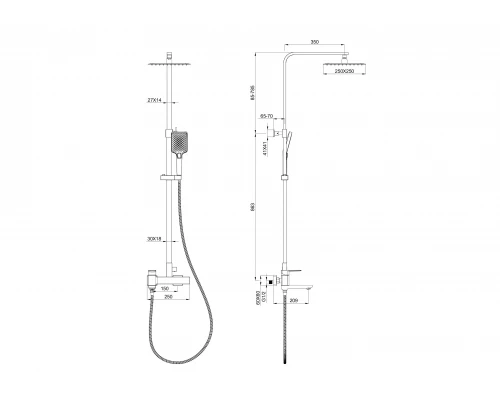 Душевая система WONZON & WOGHAND EDGE, Черный матовый (WW-88739003-MB)