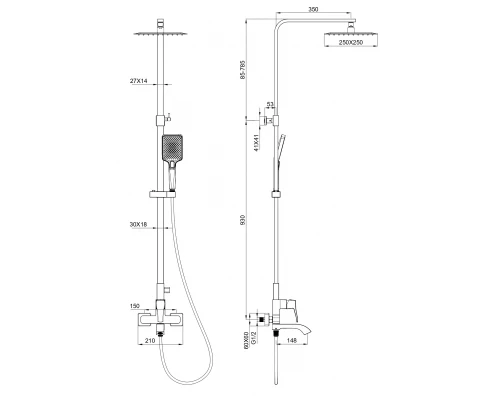 Душевая система WONZON & WOGHAND FLEX, Хром (WW-88047072-CR)