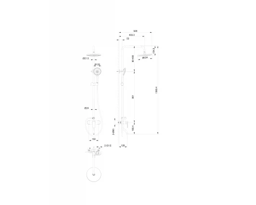 Душевая система WONZON & WOGHAND Line, Брашированное золото (WW-AE3354-BG)