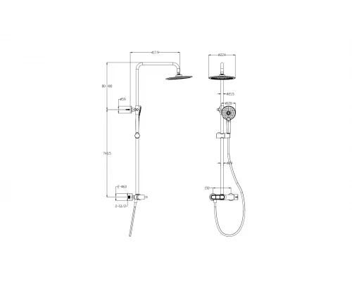 Душевая система WONZON & WOGHAND MUSE Corno, Брашированное золото (WW-A30653-BG)