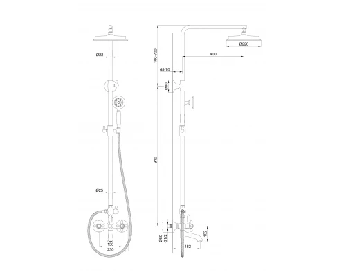 Душевая система WONZON & WOGHAND RETRO, Хром (WW-88739020-CR)