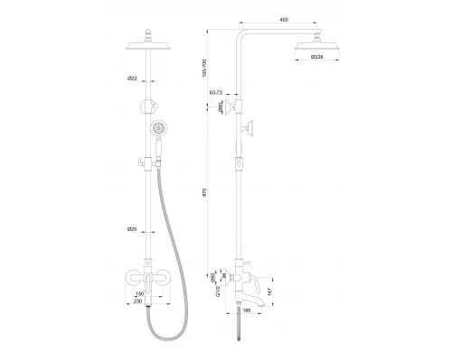 Душевая система WONZON & WOGHAND STEAM, Черный матовый (WW-88739008-MB)