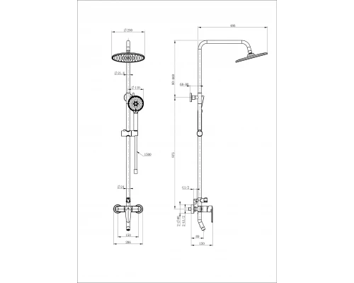 Душевая система WONZON & WOGHAND, Брашированное золото (WW-B2168-A-BG)