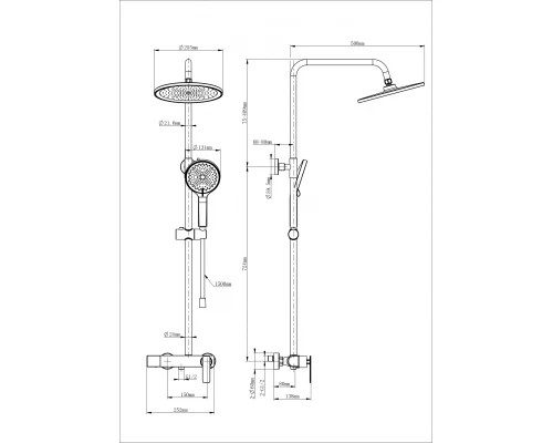Душевая система WONZON & WOGHAND, Брашированное золото (WW-B3517-BG)