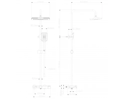 Душевая система WONZON & WOGHAND, Хром (WW-AE33110-CR)