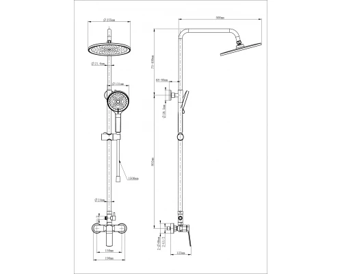 Душевая система WONZON & WOGHAND, Черный матовый (WW-B3200-MB)