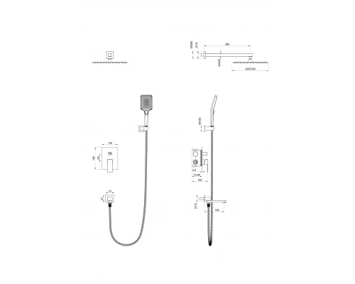 Душевая система встраиваемая WONZON & WOGHAND CUBE, Брашированное золото (WW-88939016- BG)