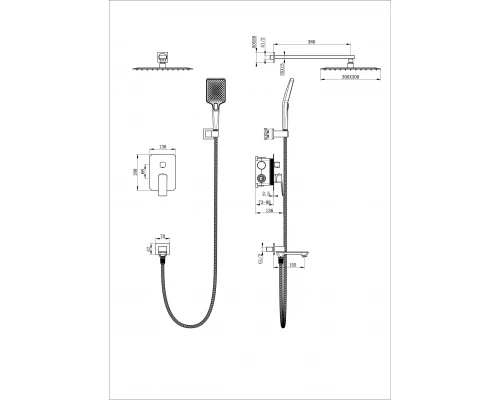 Душевая система встраиваемая WONZON & WOGHAND DIAMOND, Черный матовый (WW-88939011-MB)