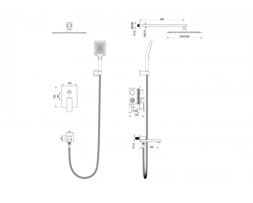 Душевая система встраиваемая WONZON & WOGHAND EDGE, Темный графит (WW-88939003-BGM)