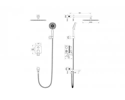 Душевая система встраиваемая WONZON & WOGHAND FRAME, Брашированное золото (WW-88939010-BG)