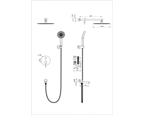 Душевая система встраиваемая WONZON & WOGHAND STICK, Хром (WW-88939017-CR)
