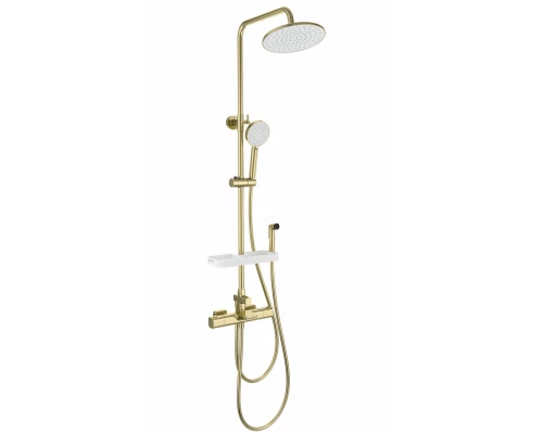 Душевая система с гигиеническим душем и термостатом WONZON & WOGHAND Plate, Брашированное золото (WW-C3017-A1-BG)