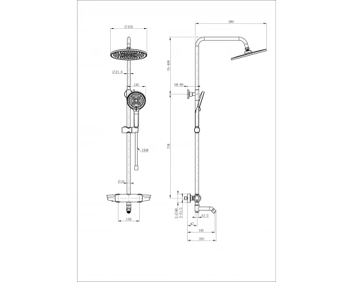 Душевая система с термостатом WONZON & WOGHAND CAPSULE, Брашированное золото (WW-B3031-A2- BG)
