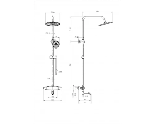 Душевая система с термостатом WONZON & WOGHAND CAPSULE, Хром (WW-B3031-A3-CR)
