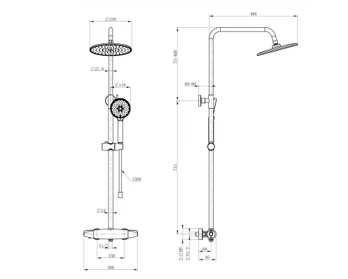 Душевая система с термостатом WONZON & WOGHAND CAPSULE, Хром (WW-B3031-A-CR)