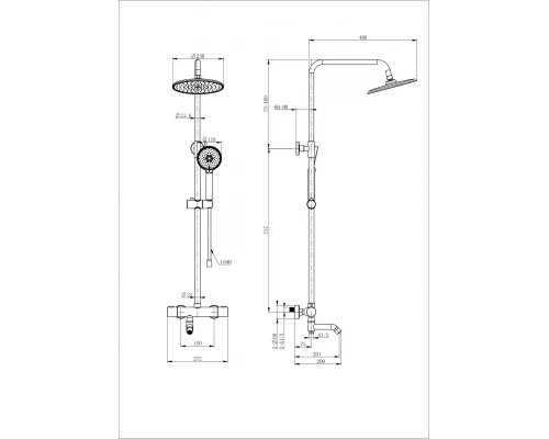 Душевая система с термостатом WONZON & WOGHAND INN 4, Брашированное золото (WW-B3047-A1-BG)
