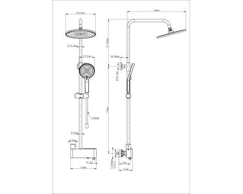 Душевая система с термостатом WONZON & WOGHAND MUSE Corno, Брашированное золото (WW-B3110-BG)