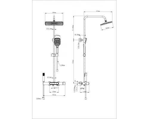 Душевая система с термостатом WONZON & WOGHAND MUSE Legato, Черный матовый (WW-B4129-MB)