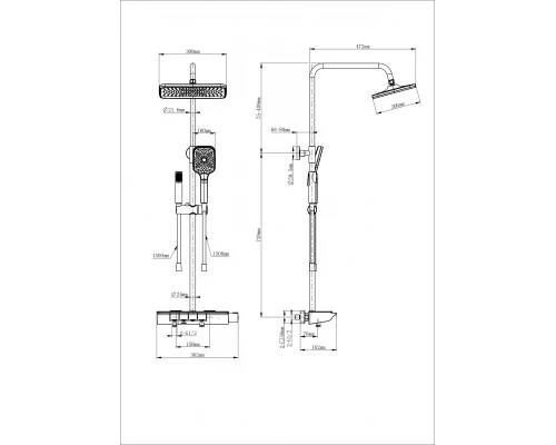 Душевая система с термостатом WONZON & WOGHAND MUSE Lumia, Черный матовый (WW-B4174-MB)
