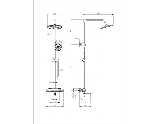 Душевая система с термостатом WONZON & WOGHAND NEO, Белый матовый (WW-B3035-A3-MW)