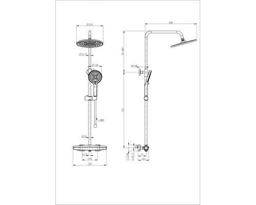 Душевая система с термостатом WONZON & WOGHAND NEO, Брашированное золото (WW-B3045-A- BG)