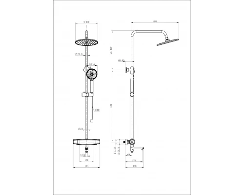 Душевая система с термостатом WONZON & WOGHAND NEO, Темный графит (WW-B3035-A3-BGG)