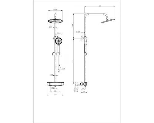 Душевая система с термостатом WONZON & WOGHAND NEO, Темный графит (WW-B3035-A-BGG)