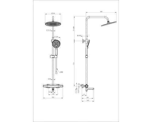 Душевая система с термостатом WONZON & WOGHAND NEO, Темный графит (WW-B3046-A1-BGG)