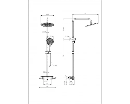 Душевая система с термостатом WONZON & WOGHAND NEO, Черный матовый (WW-B3035-A1-MB)