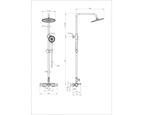 Душевая система с термостатом WONZON & WOGHAND Plate, Хром (WW-C3017-A-CR)