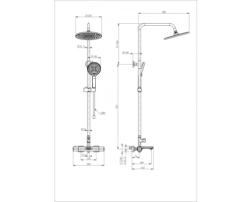 Душевая система с термостатом WONZON & WOGHAND SOLID, Белый матовый (WW-C3011-A-MW)