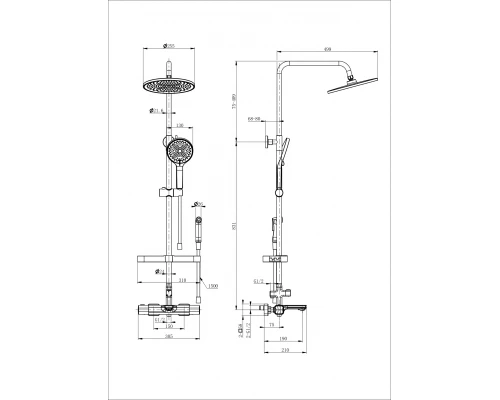 Душевая система с термостатом WONZON & WOGHAND SOLID, Хром (WW-C3011-A1-CR)