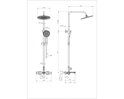 Душевая система с термостатом WONZON & WOGHAND SOLID, Черный матовый (WW-C3011-A-MB)