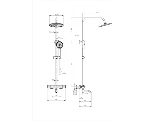 Душевая система с термостатом WONZON & WOGHAND STAY 1, Брашированное золото (WW-B3051-A1- BG)