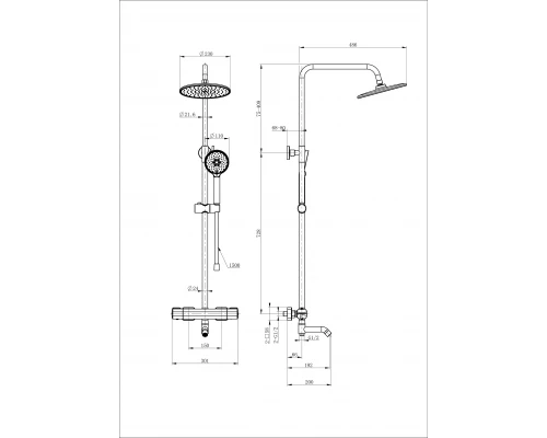 Душевая система с термостатом WONZON & WOGHAND STAY 1, Черный матовый (WW-B3051-A1-MB)