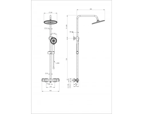 Душевая система с термостатом WONZON & WOGHAND STAY 1, Черный матовый (WW-B3051-A-MB)