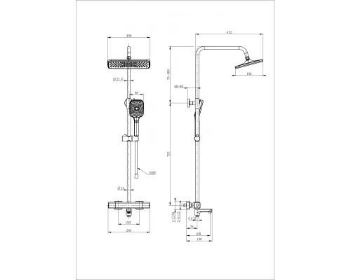 Душевая система с термостатом WONZON & WOGHAND STAY 2, Брашированное золото (WW-B3016-T1-BG)