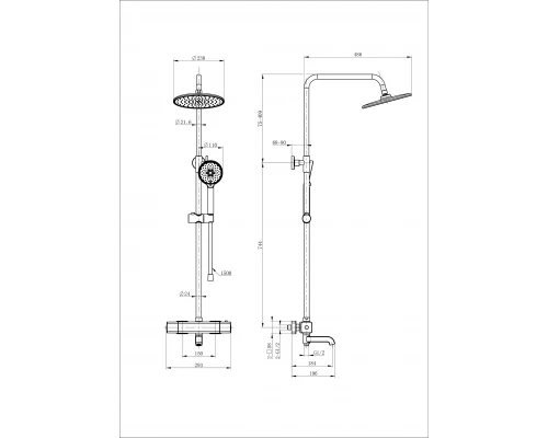 Душевая система с термостатом WONZON & WOGHAND STAY 4, Черный матовый (WW-A3007-T1-MB)