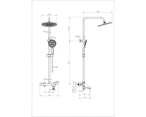 Душевая система с термостатом WONZON & WOGHAND T-1000, Темный графит (WW-B3057-A-BGG)