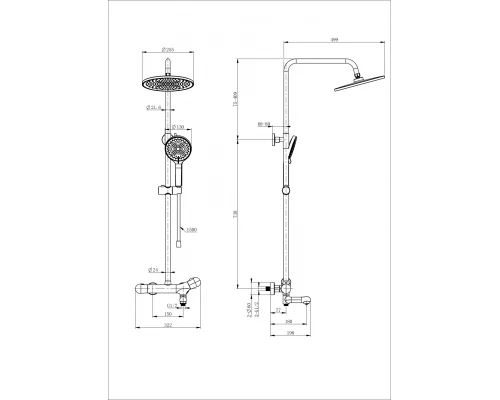 Душевая система с термостатом WONZON & WOGHAND T-1000, Хром (WW-B3057-A-CR)