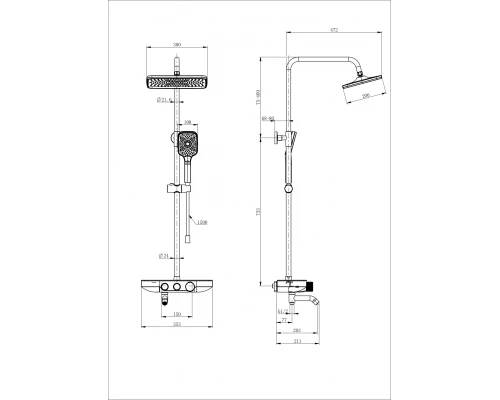 Душевая система с термостатом WONZON & WOGHAND, Черный матовый (WW-B3099-A-MB)